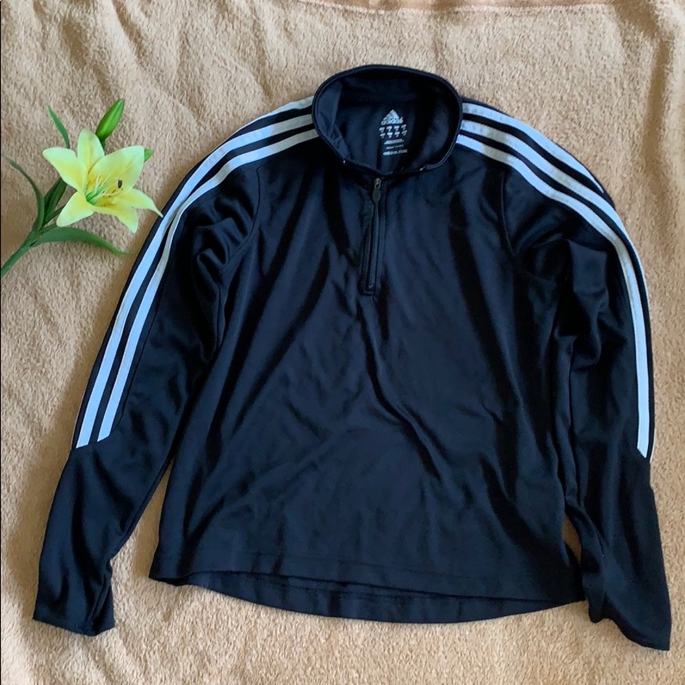 Adidas black dri fit sport long sleeve with collar